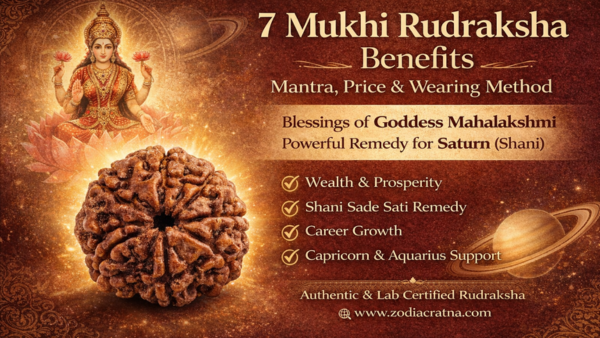 7 Mukhi Rudraksha benefits for wealth and Saturn remedies, Nepali rudraksha bead with Goddess Lakshmi blessings