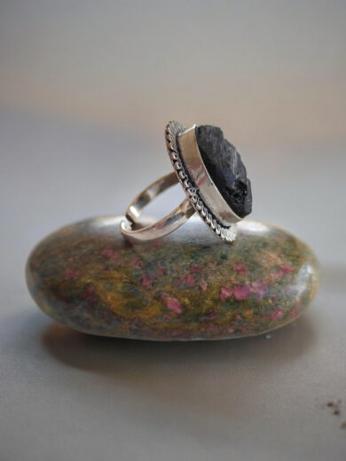 Rough Black Tourmaline Ring