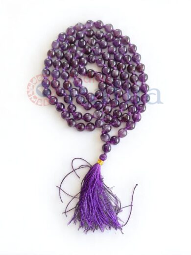 Hand-knotted Amethyst Mala with powerful energy for crown chakra activation
