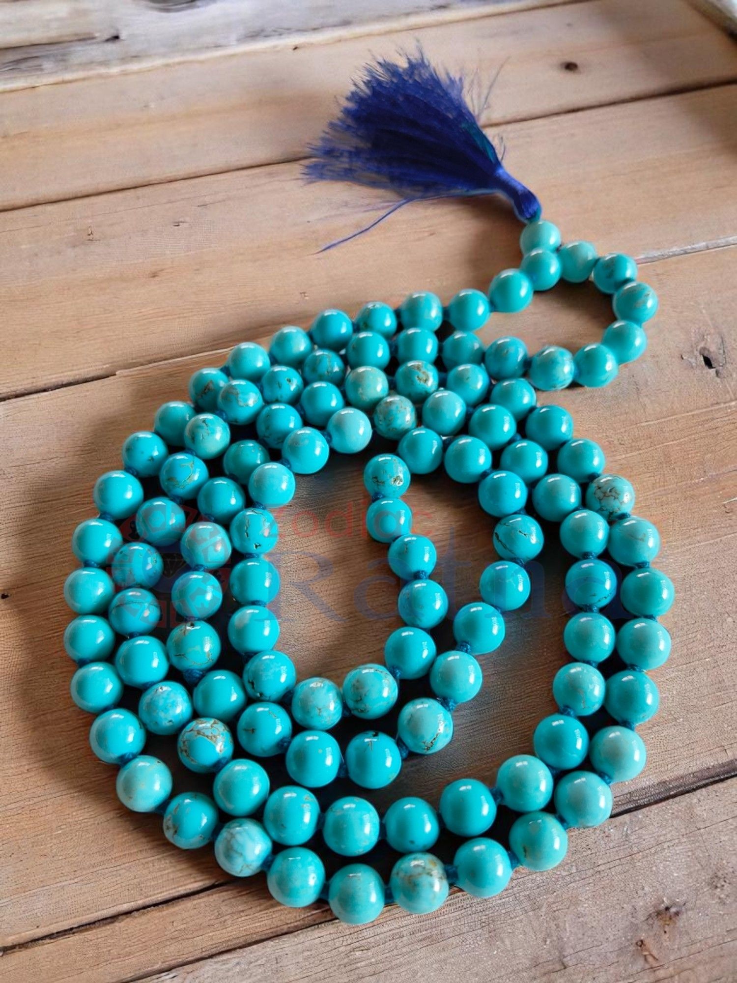Natural Turquoise mala energised for throat chakra balance and clear expression