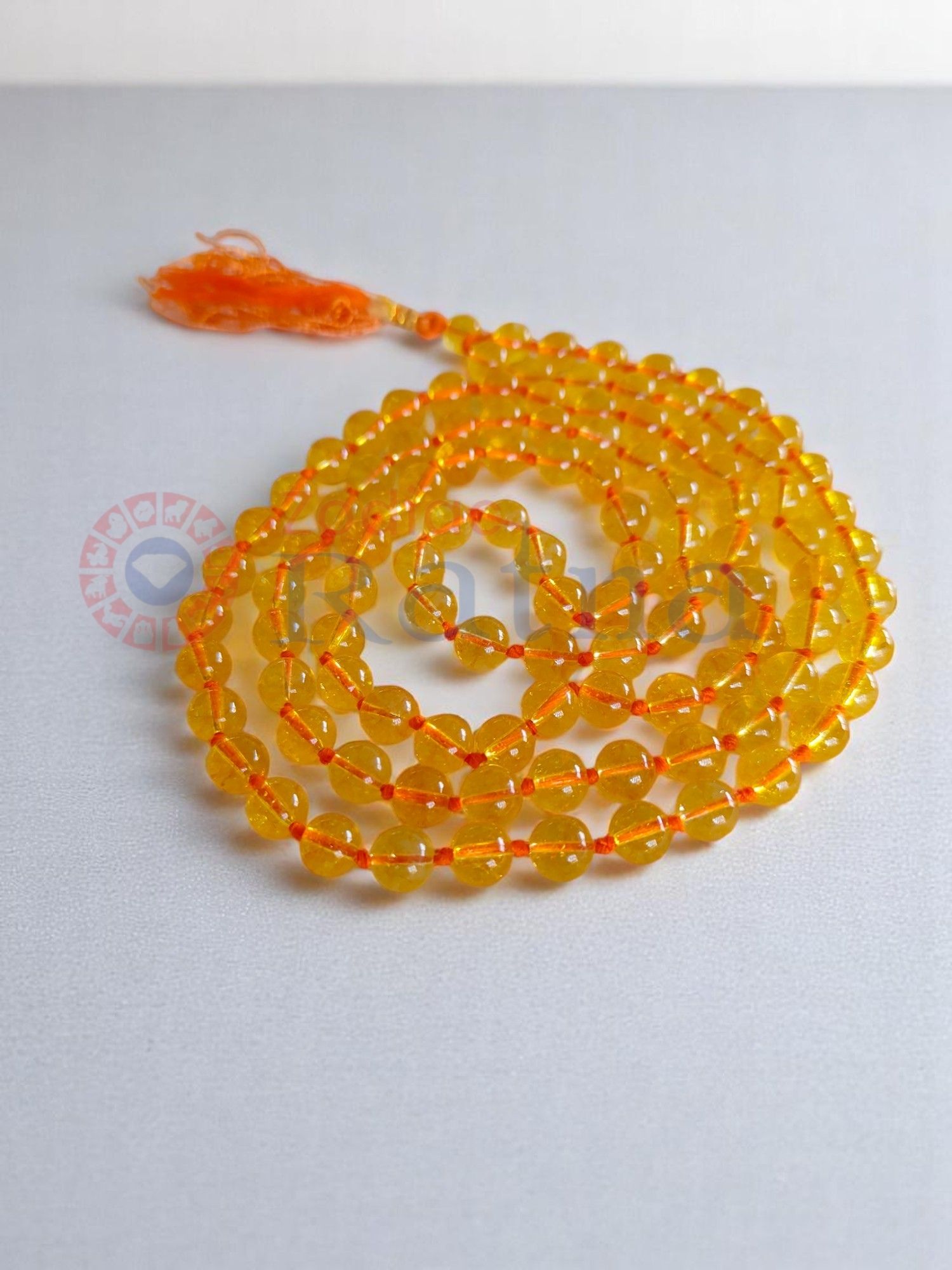Natural Yellow Citrine mala with 108 beads for prosperity and creativity