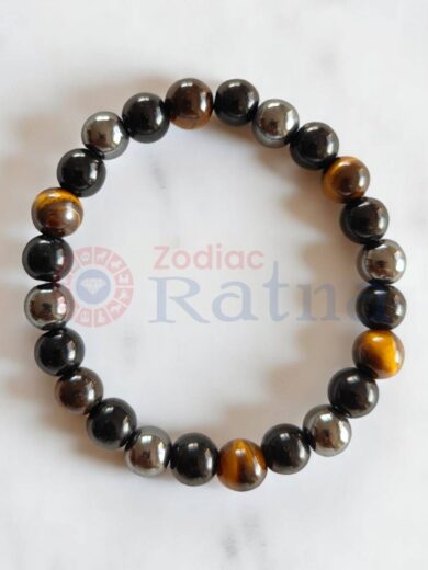 Powerful Triple Protection Bracelet Black Obsidian Hematite Tiger Eye Zodiac Ratna
