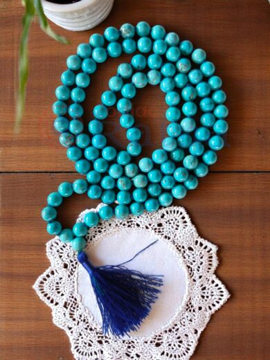 Turquoise mala with guru bead for meditation, healing, and spiritual growth