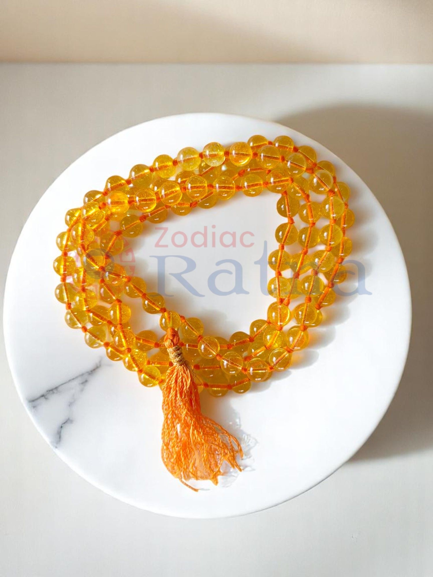 Yellow Citrine Mala for abundance, joy, and success