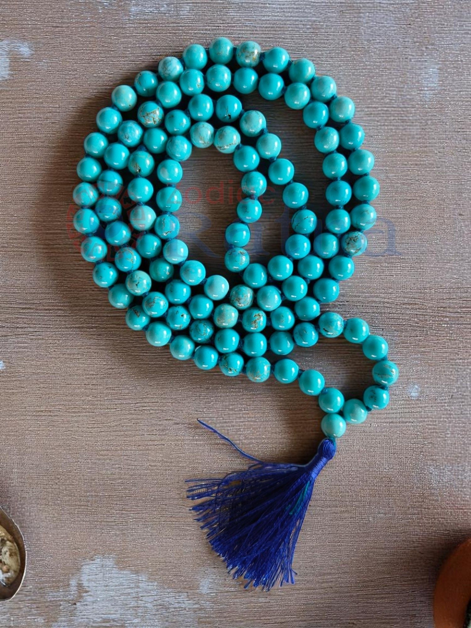 Zodiac Ratna premium mala made of authentic Firoza for clear communication