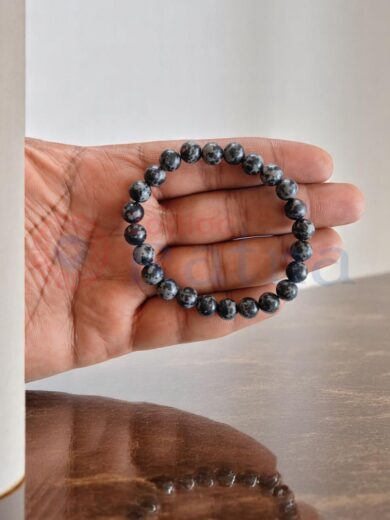 8mm Snowflake Obsidian bracelet for Root and Crown Chakra balancing