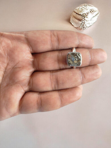 Pyrite Rough Ring-Square