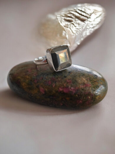 Pyrite Polish Ring-Square