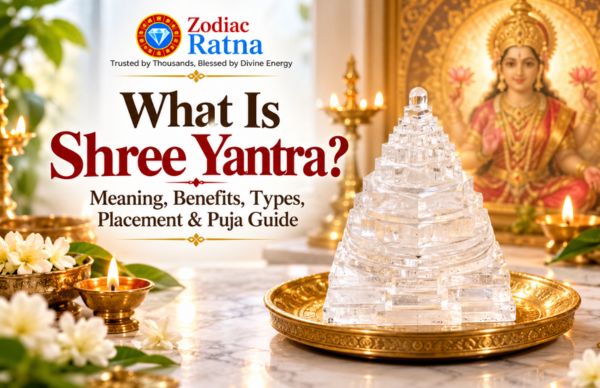 Shree Yantra with Sphatik, Goddess Lakshmi and traditional Puja setup