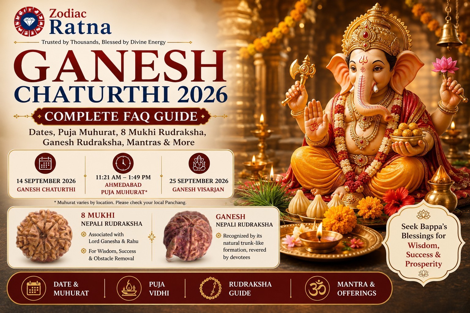 Ganesh Chaturthi 2026 festival celebration with Lord Ganesha idol
