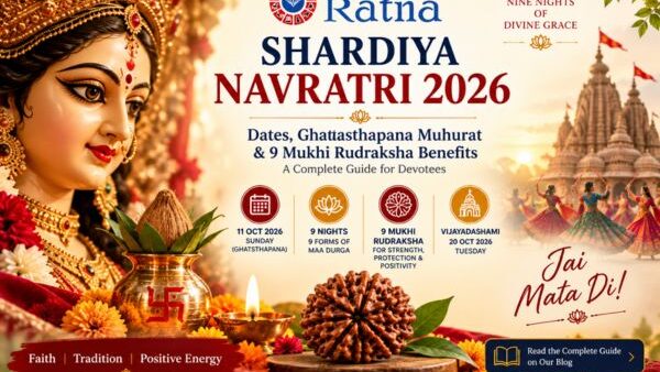 Shardiya Navratri 2026 with Maa Durga, Ghatasthapana Kalash and 9 Mukhi Rudraksha