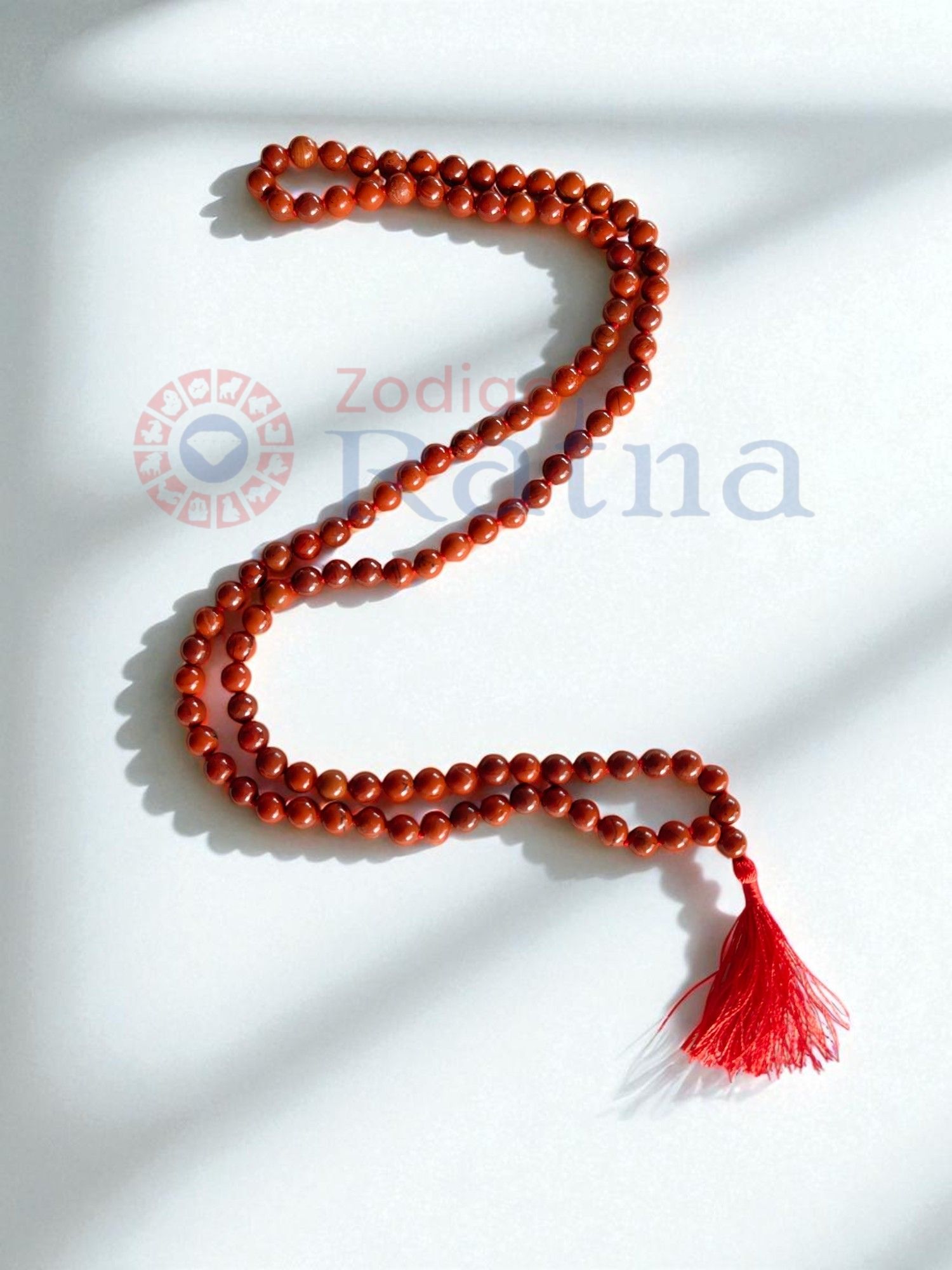 Red Jasper Mala for courage, vitalit,y and emotional strength Zodiac Ratna