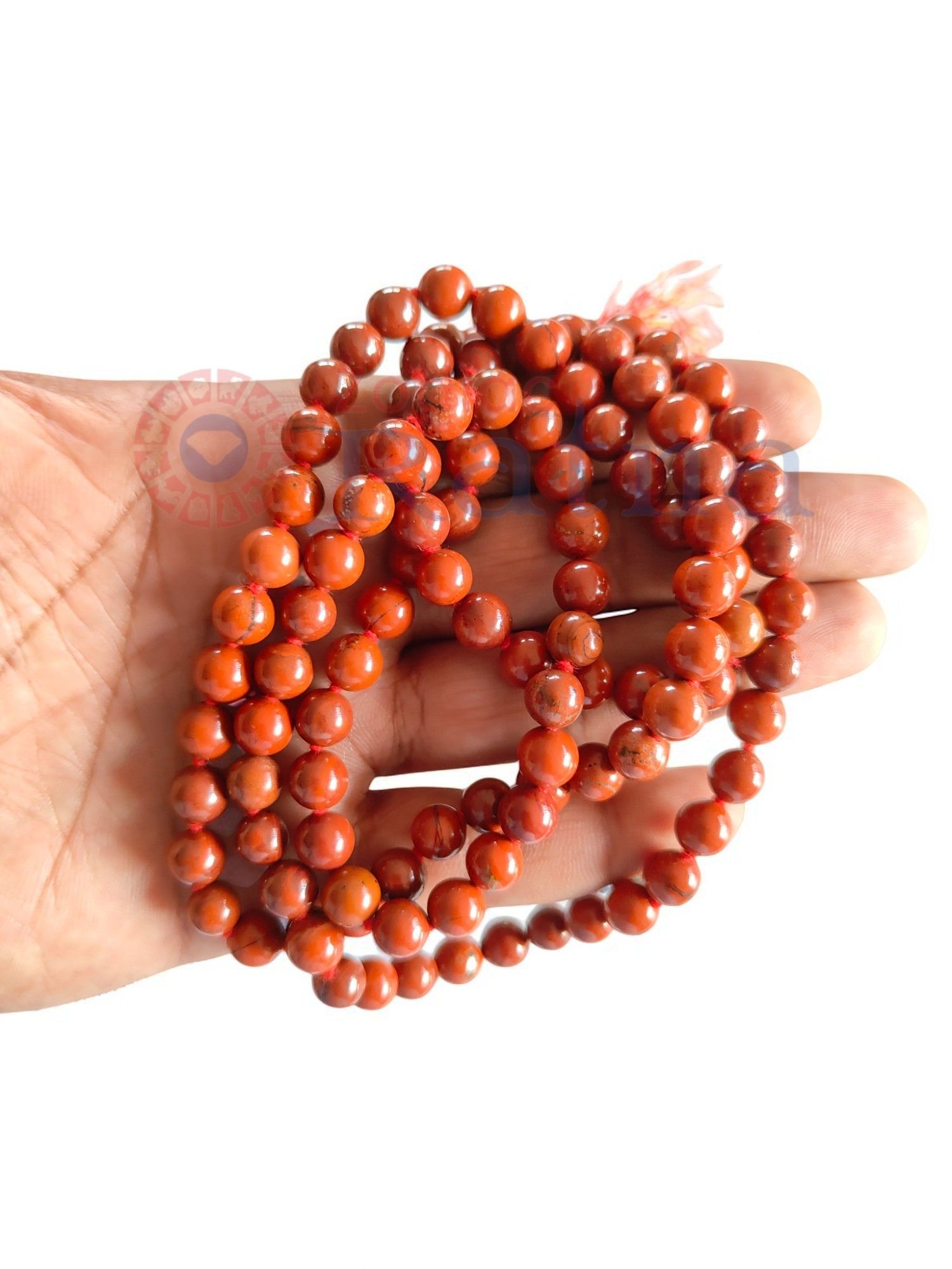 Unisex Red Jasper mala for spiritual growth, grounding and optimism