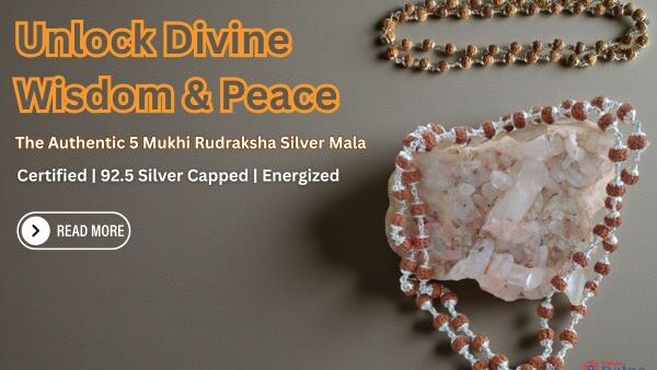 Authentic 5 Mukhi Rudraksha Silver Mala with 925 silver capping and premium natural beads from ZodiacRatna.