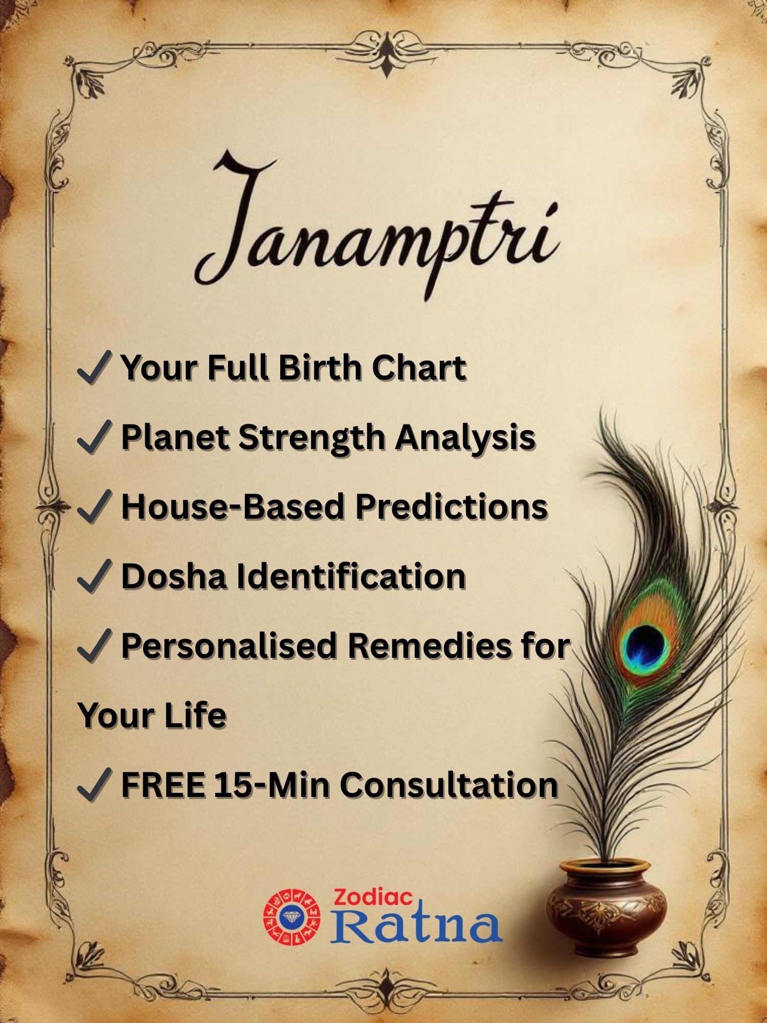 Personalized Kundali PDF Report With Remedies – ZodiacRatna Vedic Birth Chart Analysis