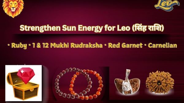 Leo zodiac remedies with Ruby, Rudraksha, Red Garnet and Carnelian