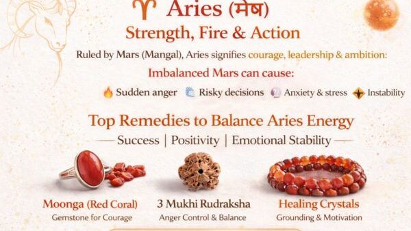 Unlock Your Power Best Gemstone (Moonga), Rudraksha & Crystal Remedies for Aries (मेष राशि)