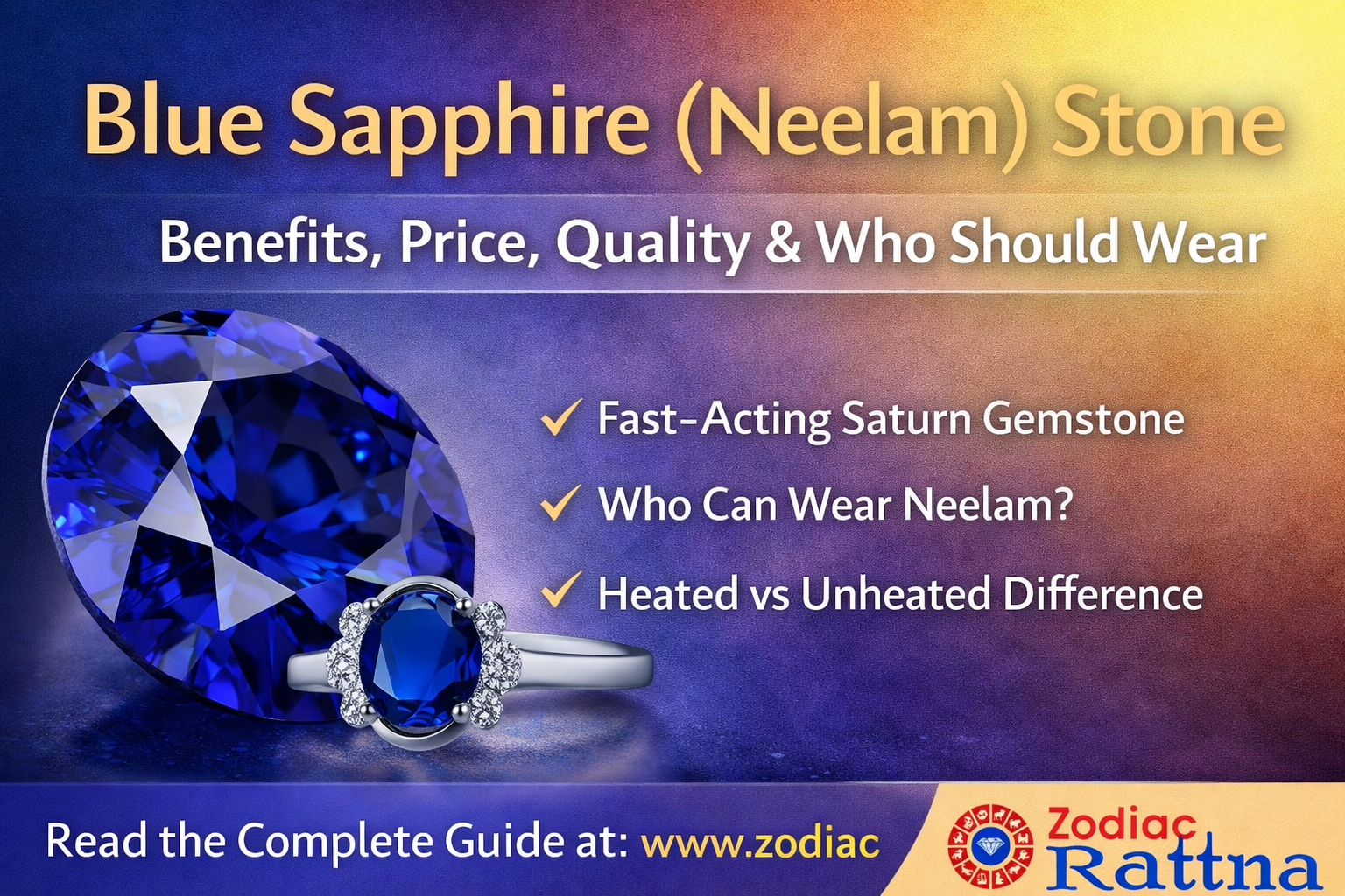 Blue Sapphire Neelam stone benefits price quality and who should wear for Saturn Shani remedies