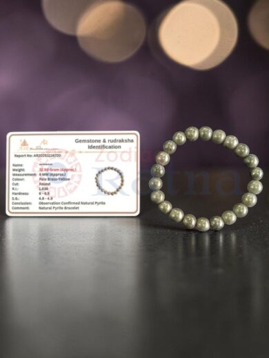 Natural Pyrite Bracelet with gemstone identification certificate