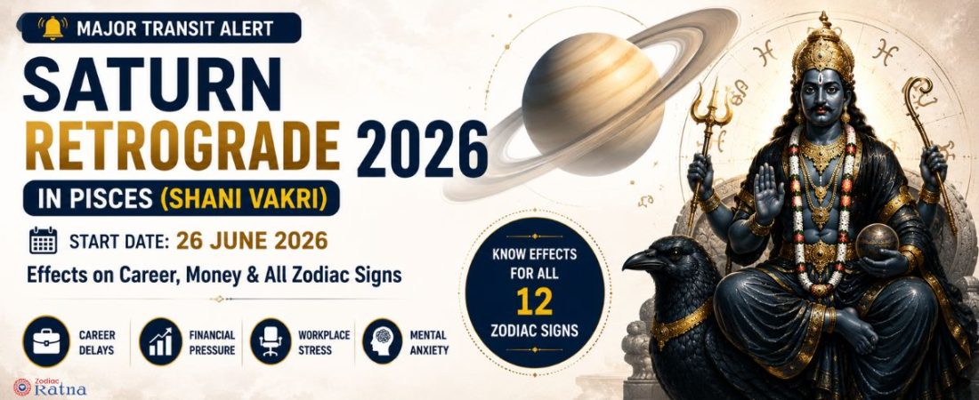 Discover Saturn Retrograde 2026 effects in Pisces on career, money, and all zodiac signs. Know Shani Vakri remedies, Rudraksha guidance & powerful spiritual protection.